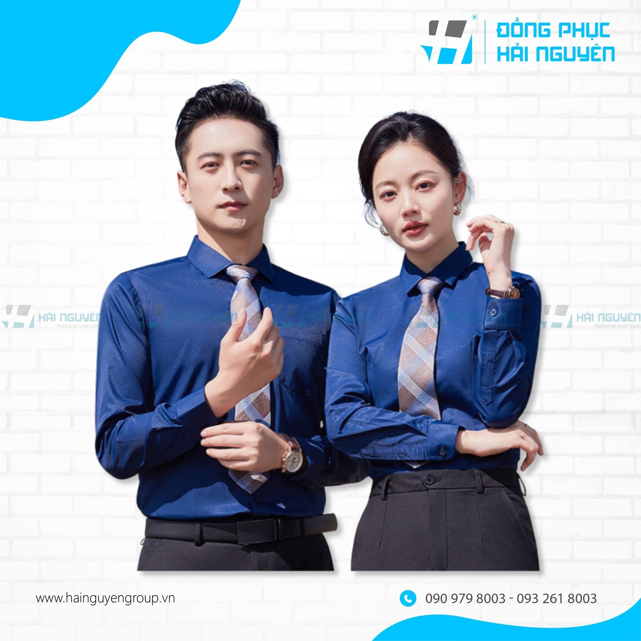 Áo sơ mi xanh navy thanh lịch