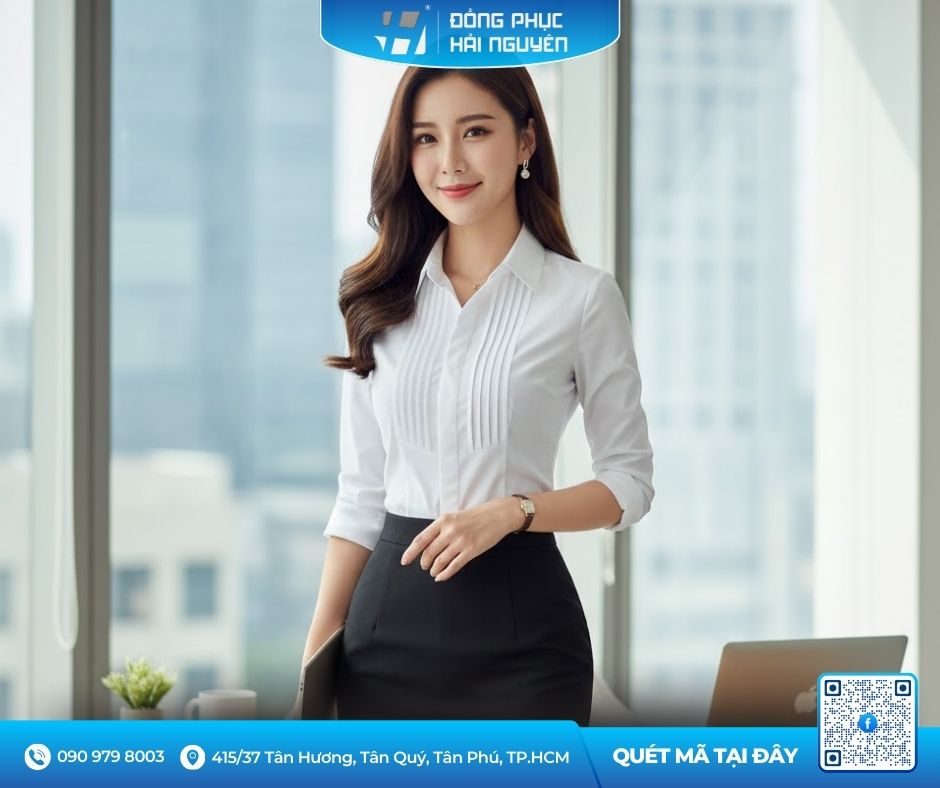 Dáng người đồng hồ cát khi mặc áo sơ mi