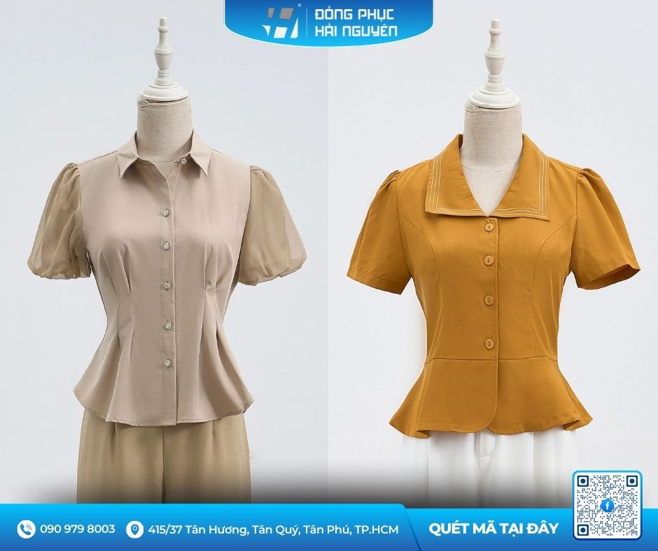 Đồng phục sơ mi nữ giá rẻ dáng Peplum