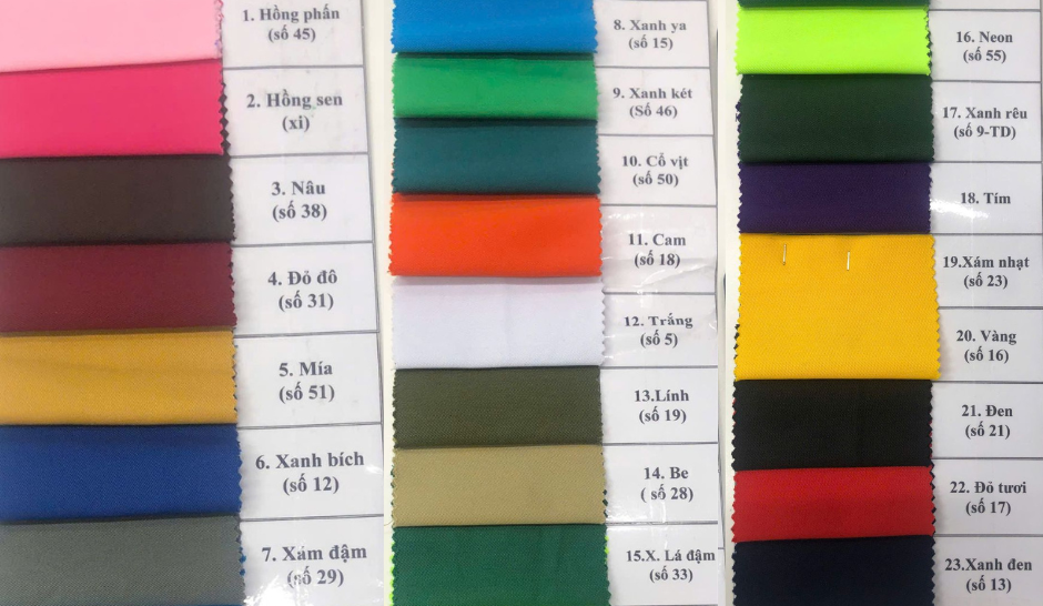 Bảng màu sắc hơn 20 màu