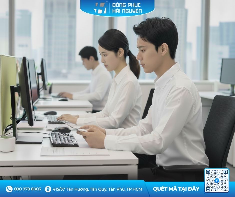 Áo sơ mi văn phòng màu trắng tay dài mang vẻ điềm đạm & lịch sự