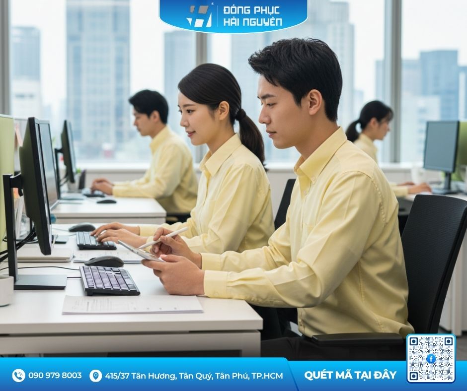 Áo sơ mi màu vàng nhạt dành cho dân văn phòng