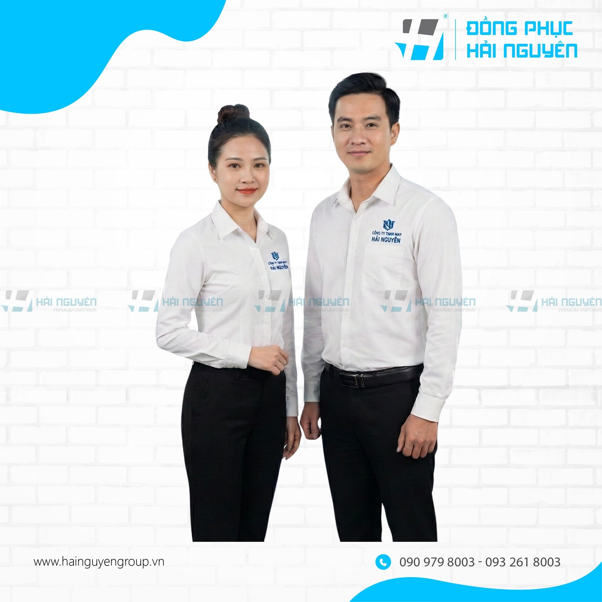 Áo sơ mi thêu logo ở ngực trái