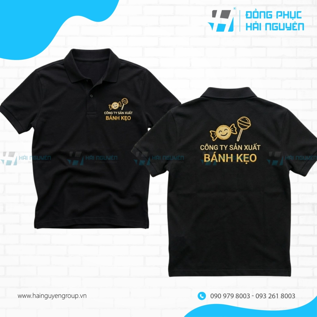 &Aacute;o Thun Polo M&agrave;u Đen Th&ecirc;u Logo V&agrave;ng