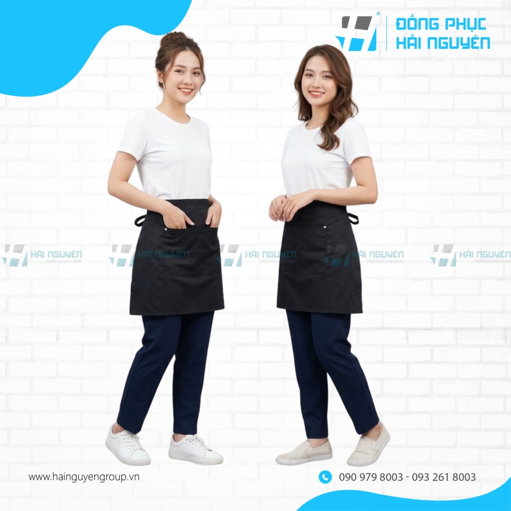 Tạp Dề Ngắn Cơ Bản Đ&iacute;nh N&uacute;t