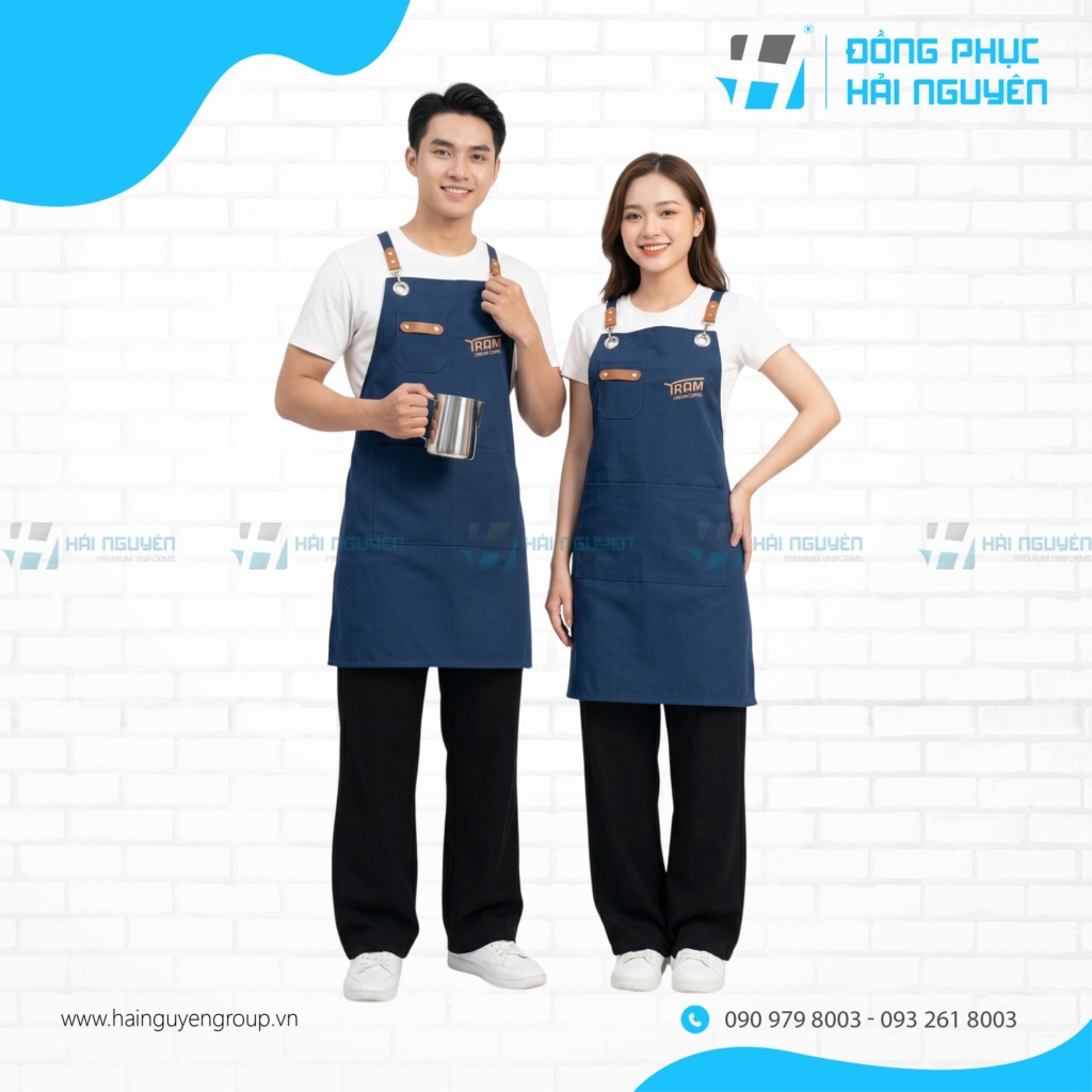 Tạp Dề Pha Chế In Logo Thương Hiệu - Trạm Coffee