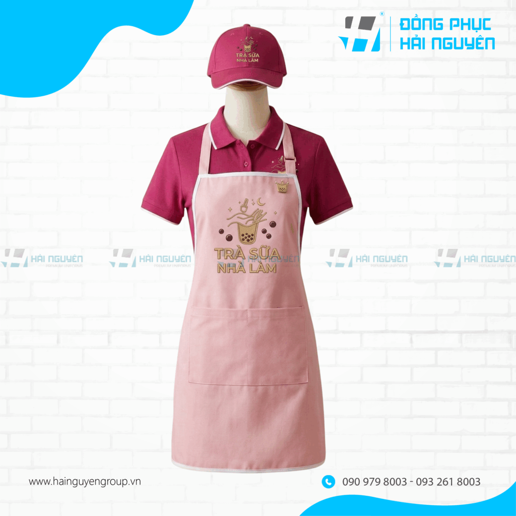 Tạp Dề Th&ecirc;u Logo - Combo Đồng Phục Cho Qu&aacute;n