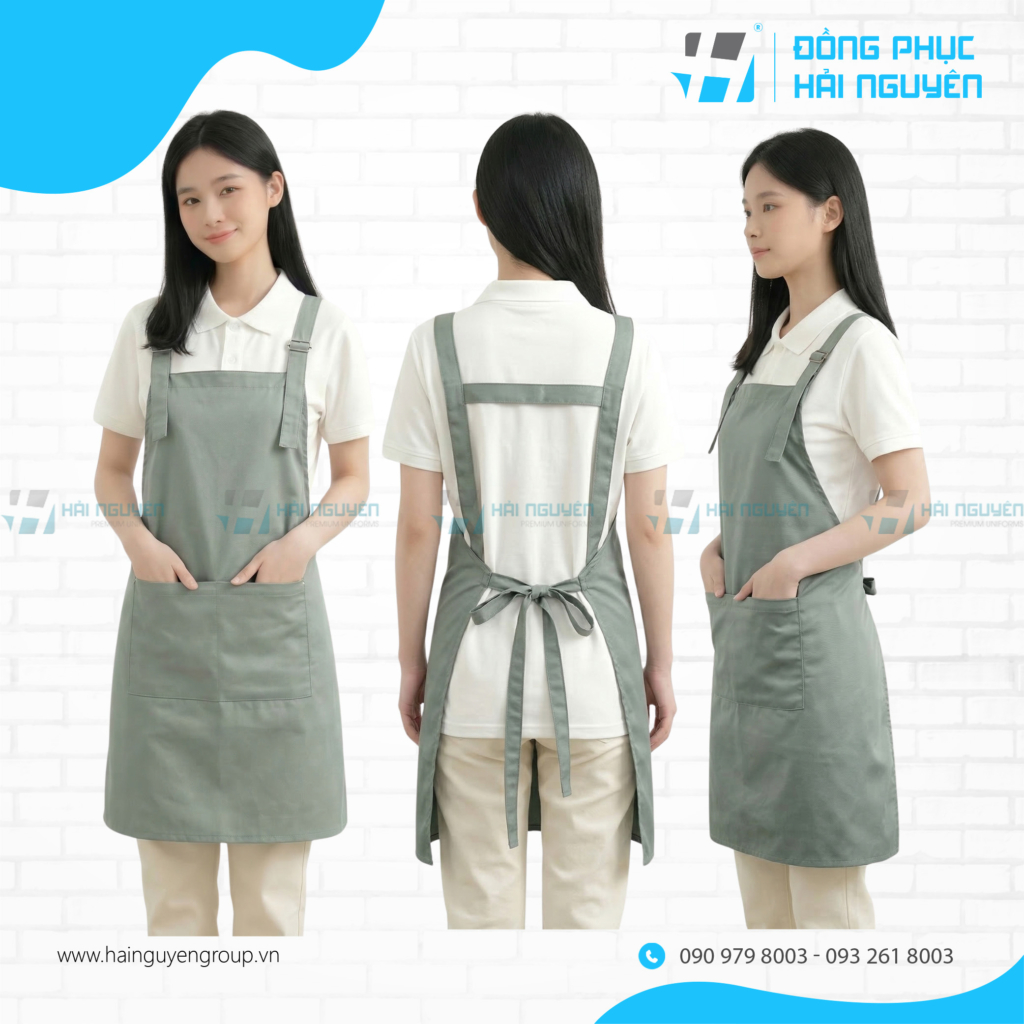 Tạp Dề Yếm Chữ H X&aacute;m Nhạt