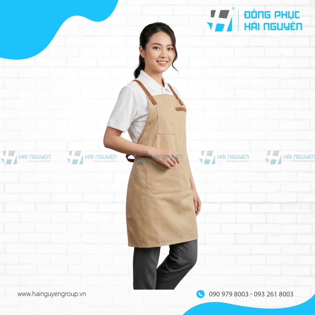 Tạp dề yếm thiết kế đ&iacute;nh 1 da