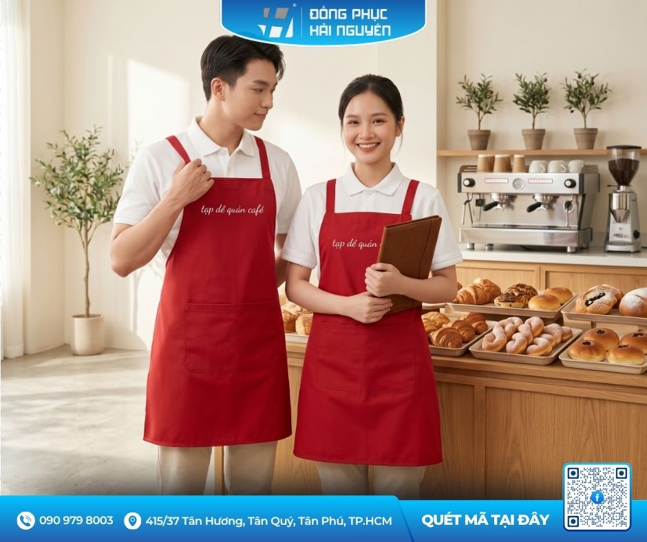 C&oacute; N&ecirc;n May Tạp Dề Qu&aacute;n Cafe Theo Y&ecirc;u Cầu