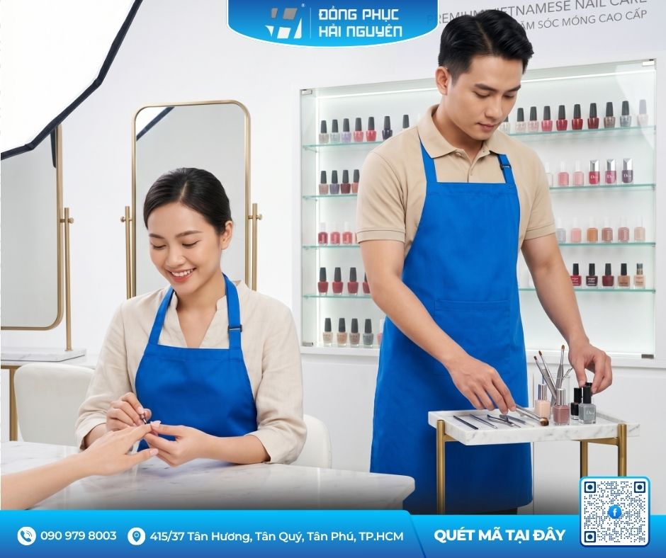 Tạp Dề Nail M&agrave;u Xanh