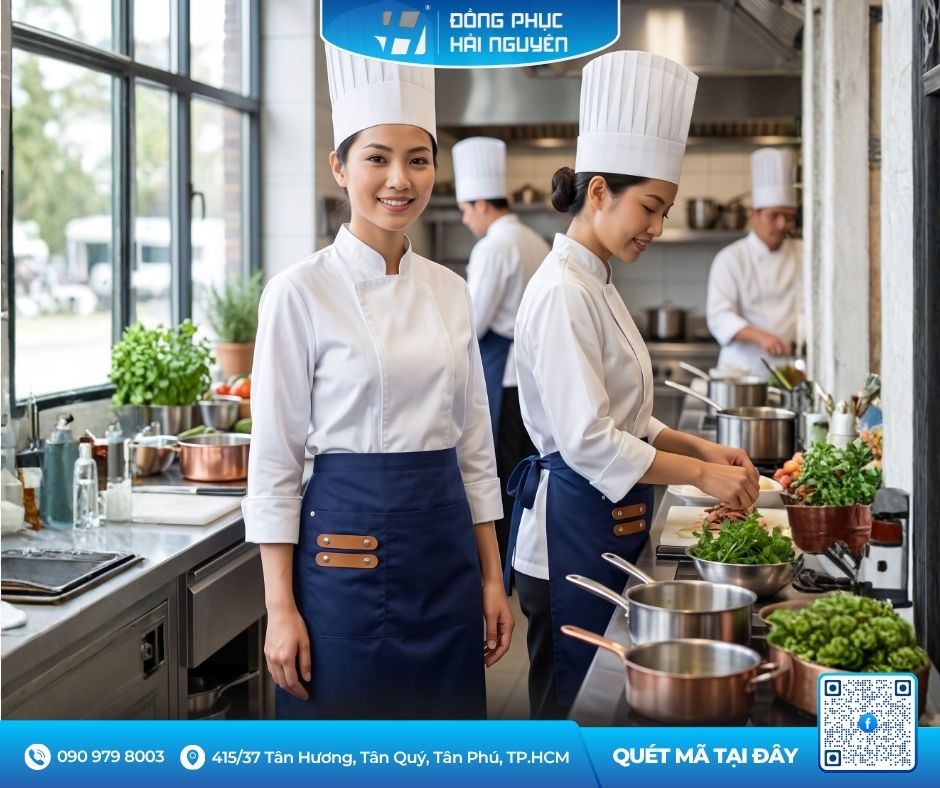 Tạp Dề Ngắn Đầu Bếp Thuận Tiện Chế Biến Thức Ăn