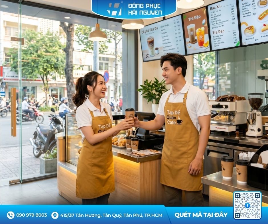 Tạp Dề Yếm D&agrave;i Cho Qu&aacute;n Cafe