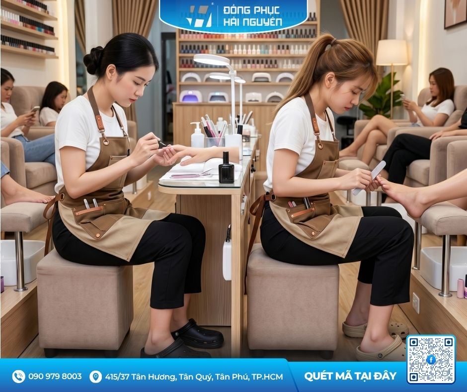 Tạp Dề Yếm D&agrave;i Thanh Lịch Cho Tiệm Nail